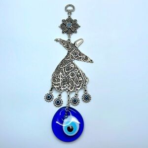 Evil Eye Whirling Dervish Rumi Good Luck Eye Metal Ornament, New